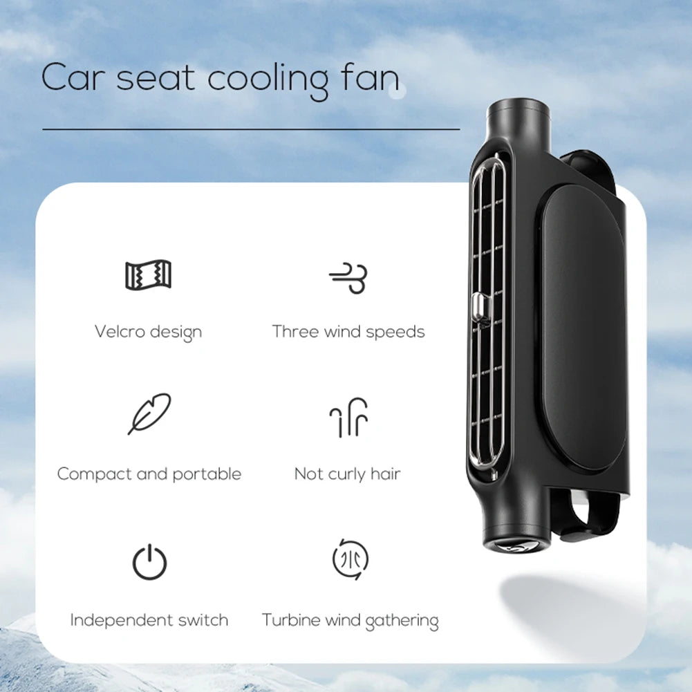 Car Headrest Cooling Air Fan 3 Speeds Adjustable Car Neck Cooler USB Powered Rear Seat Ventilator for Front Rear Seat Passenger